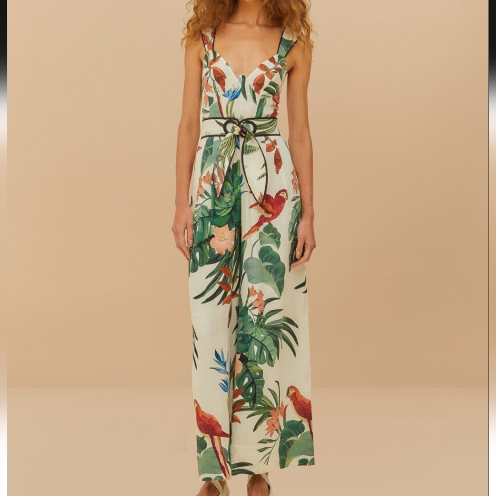 NWT Farm Rio Midnight Macaw Jumpsuit